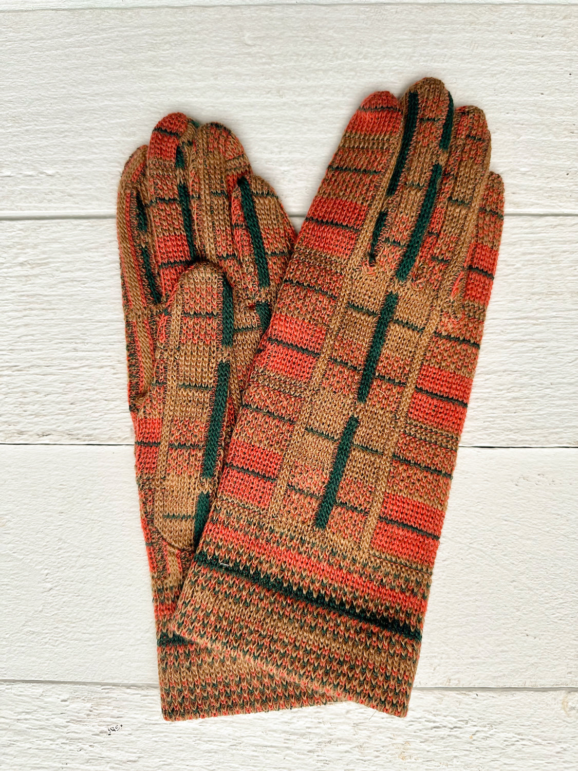 ANTIPAST - Plaid Knit Gloves in Beige