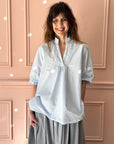 BERGFABEL - VERA Shirt in Blue Micro Check
