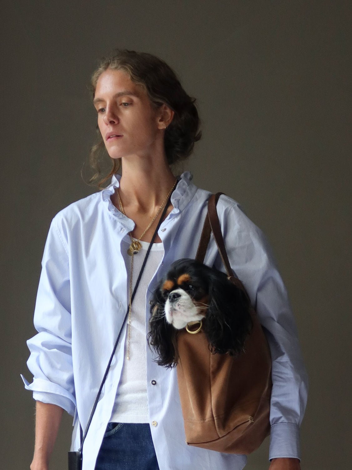 ATLANTIQUE ASCOLI - Eclipse Man's Shirt in White/Blue Pinstripe