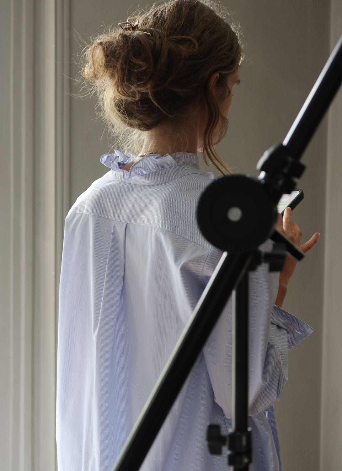 ATLANTIQUE ASCOLI - Eclipse Man's Shirt in White/Blue Pinstripe