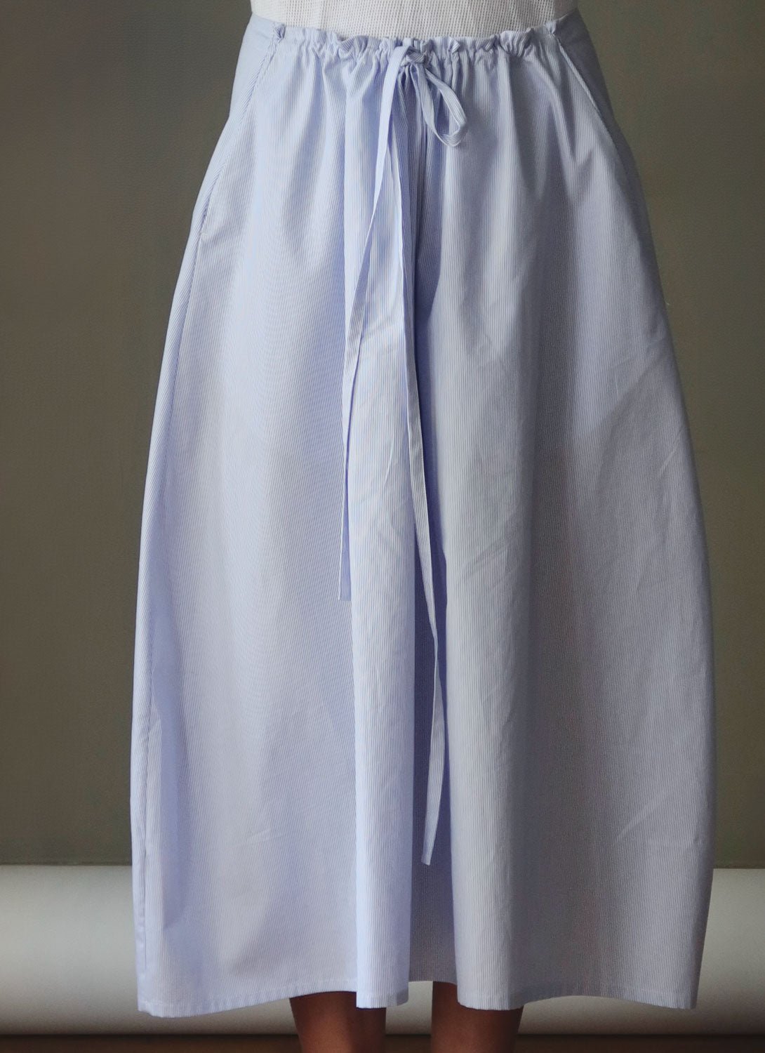 Atlantique Ascoli - ONDE Skirt in White/Blue Pinstripe