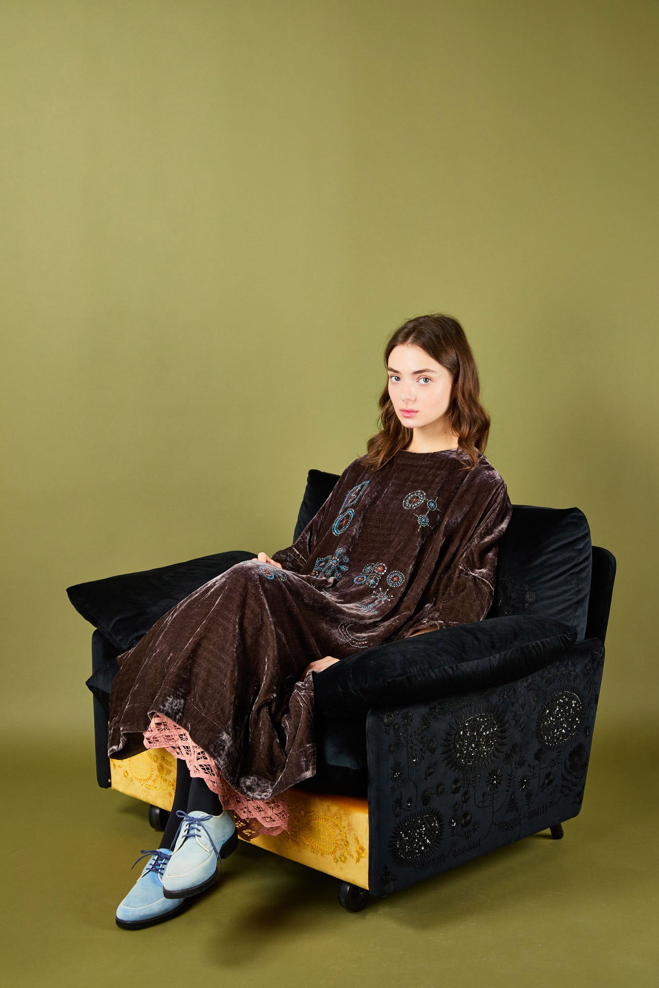 AODRESS - Velvet Rott Blocks Dress in Smoky Quartz Medium