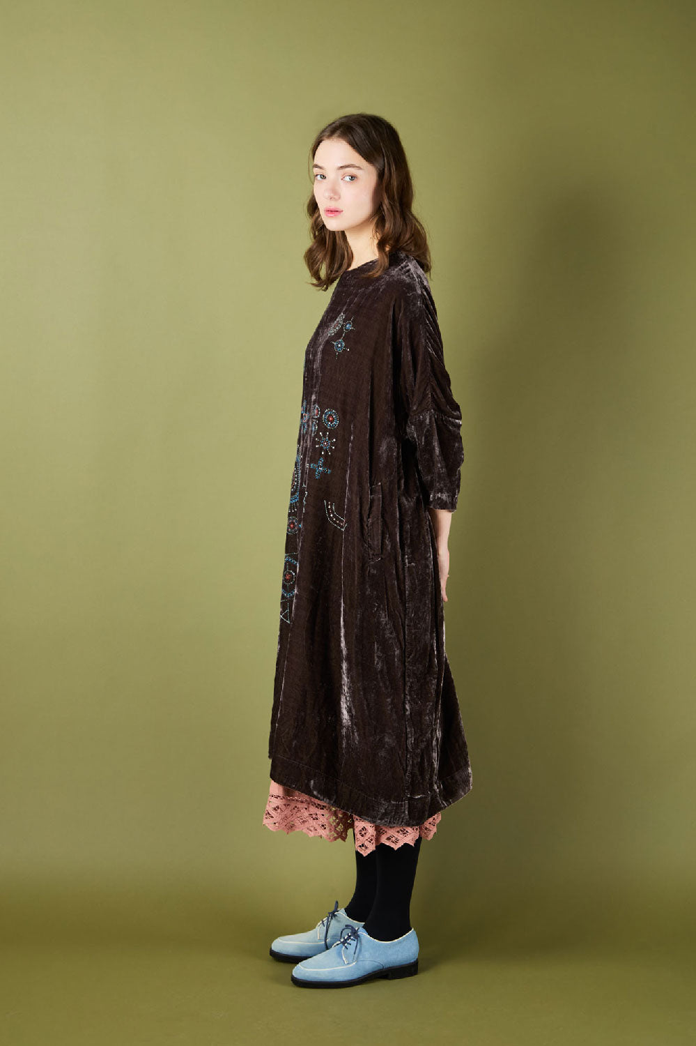 AODRESS - Velvet Rott Blocks Dress in Smoky Quartz Medium