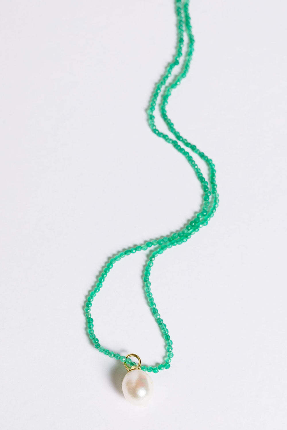 FLORENTIS - Green Agate Necklace with Freshwater Pearl