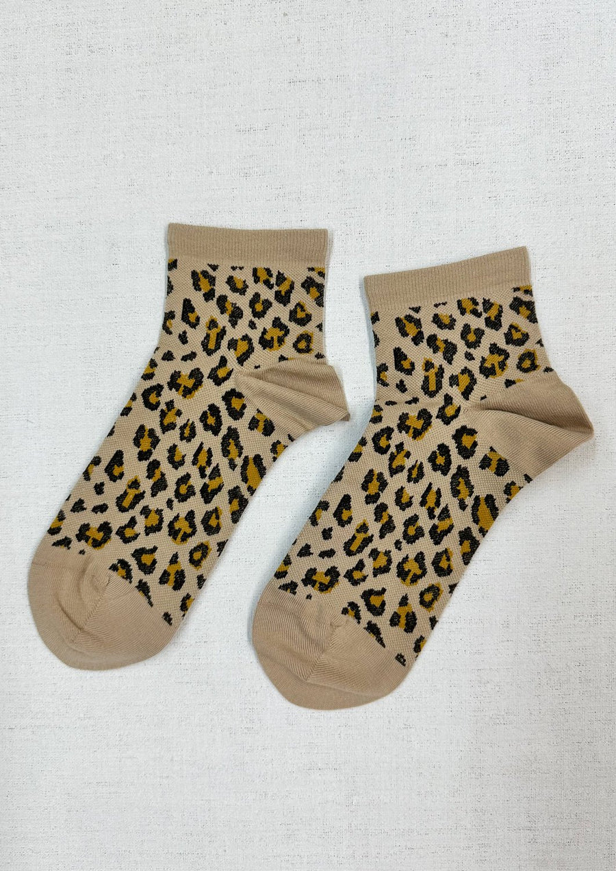 ANTIPAST -  Short Compression Leopard Socks in Beige