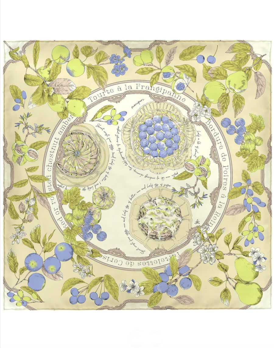 MANIPURI - Antique Recipe Scarf in Blue