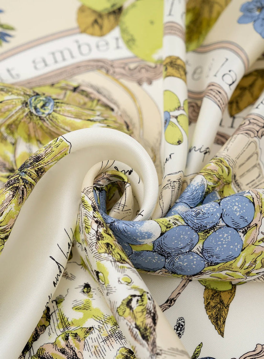 MANIPURI - Antique Recipe Scarf in Blue