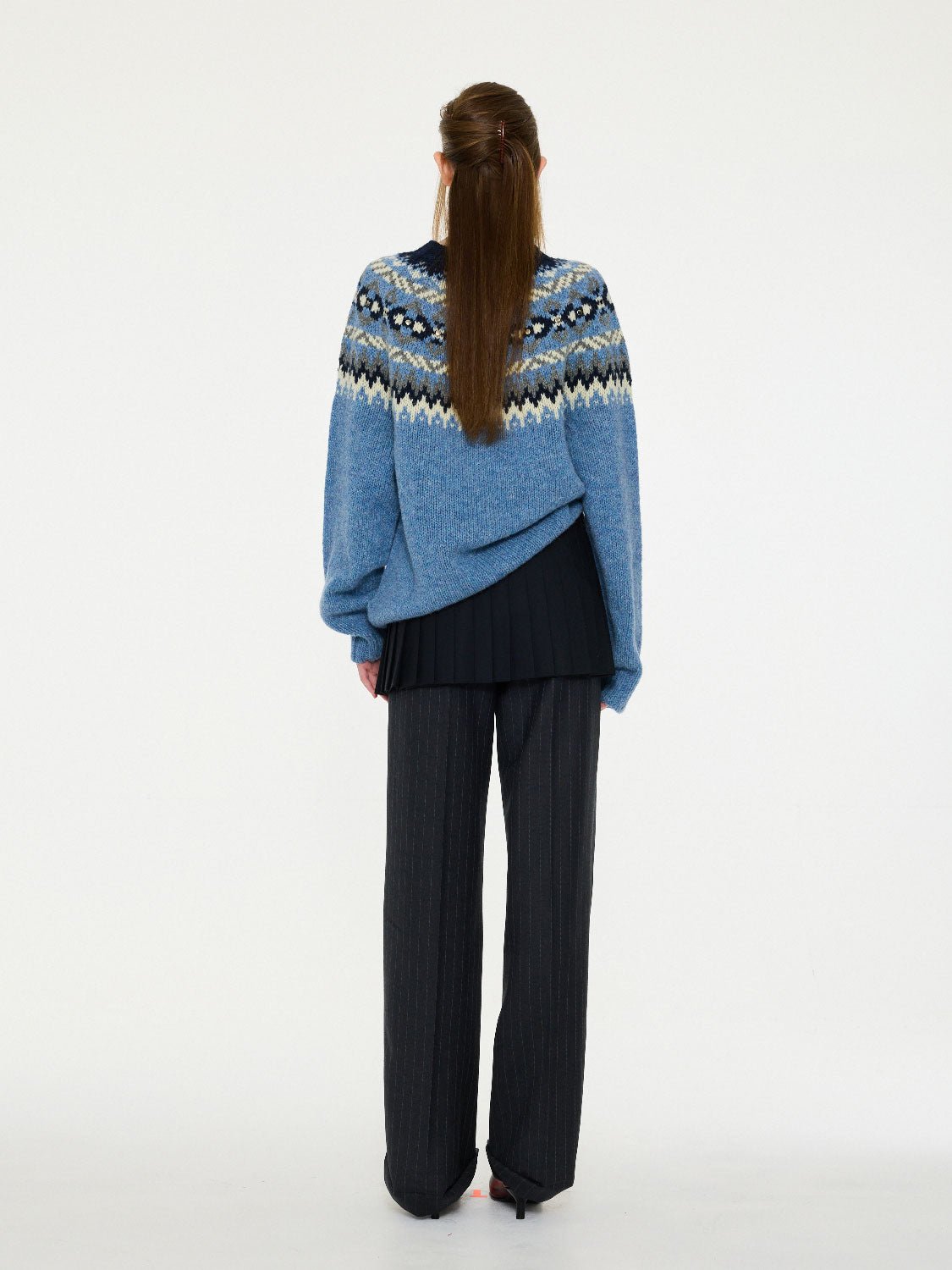 LA FETICHE - ARI FAIRISLE SWEATER in LIGHT BLUE