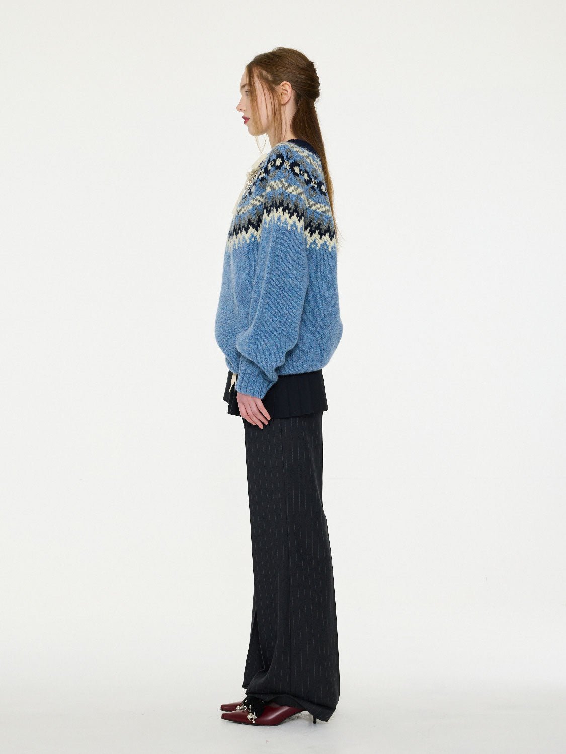 LA FETICHE - ARI FAIRISLE SWEATER in LIGHT BLUE