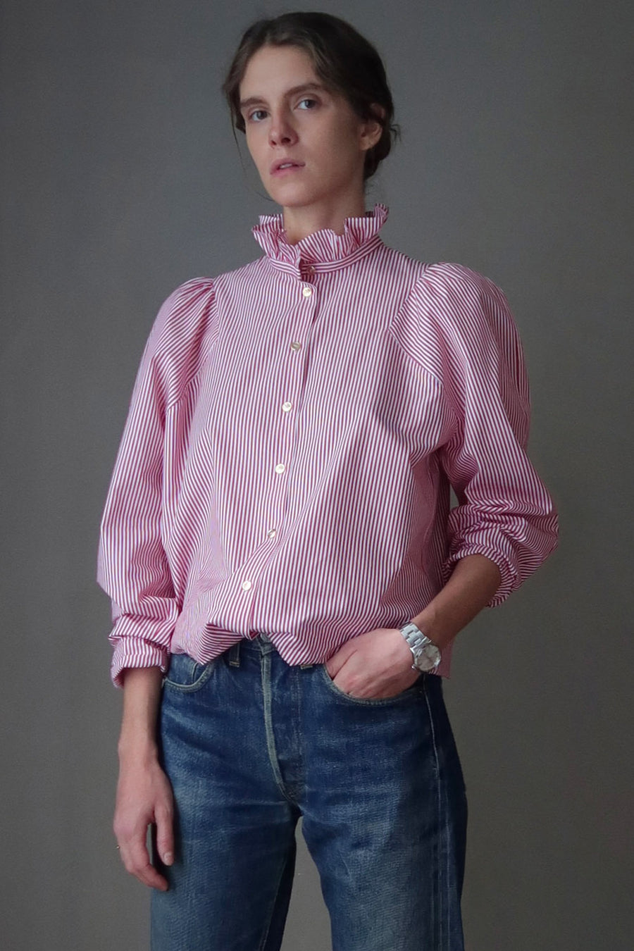 ATLANTIQUE ASCOLI - Untitled 3 Long Sleeved Blouse in Red Stripe
