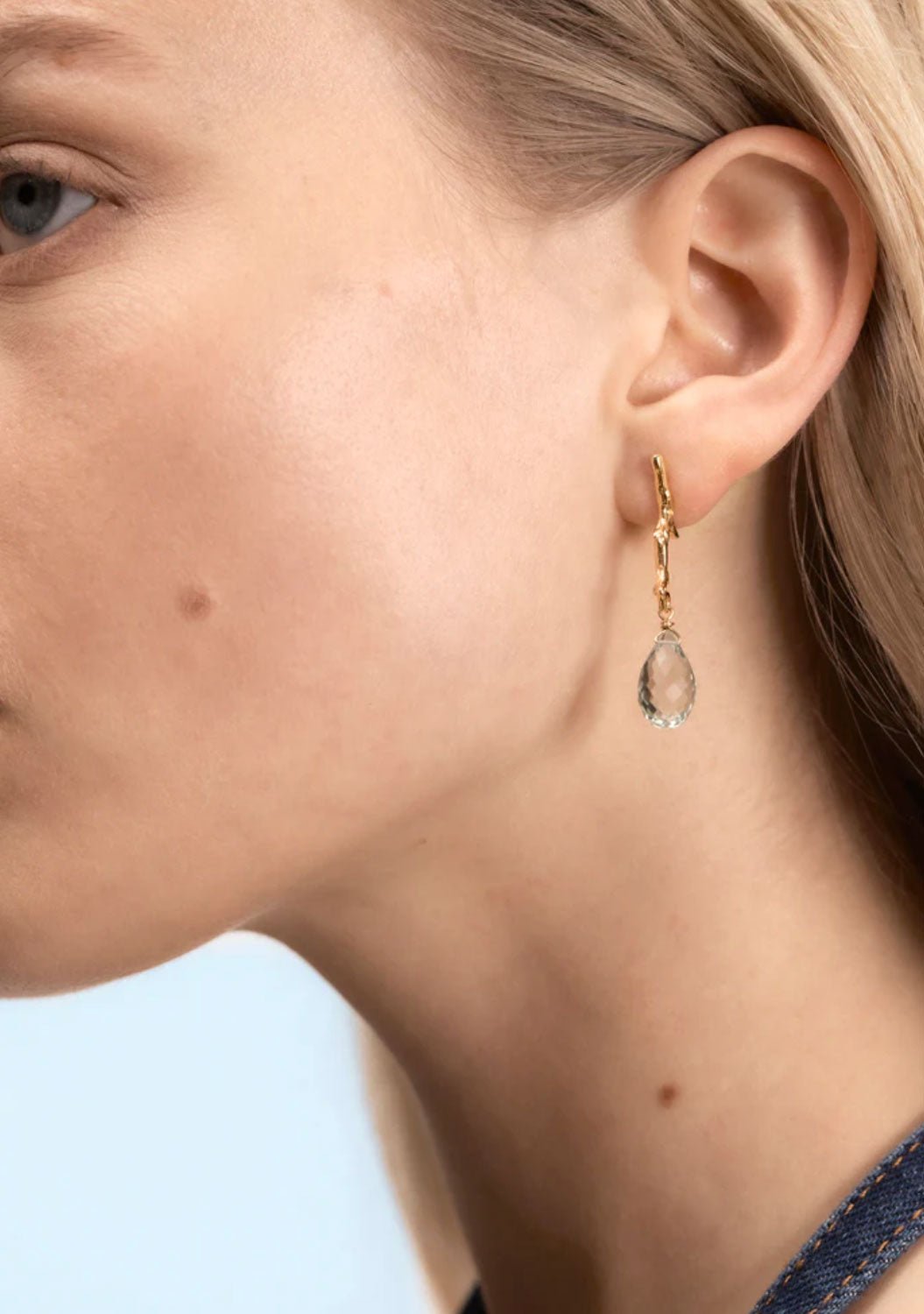 Wouters & Hendrix - Branch Stud Earrings with Green Amethyst Drops