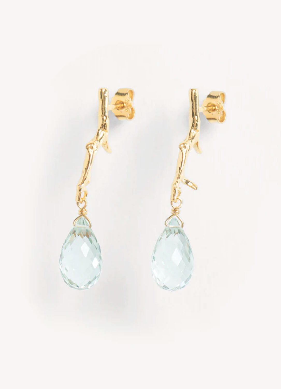 Wouters & Hendrix - Branch Stud Earrings with Green Amethyst Drops