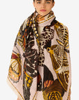 INOUI EDITIONS - 100cm Papillon Linen Scarf in Nude