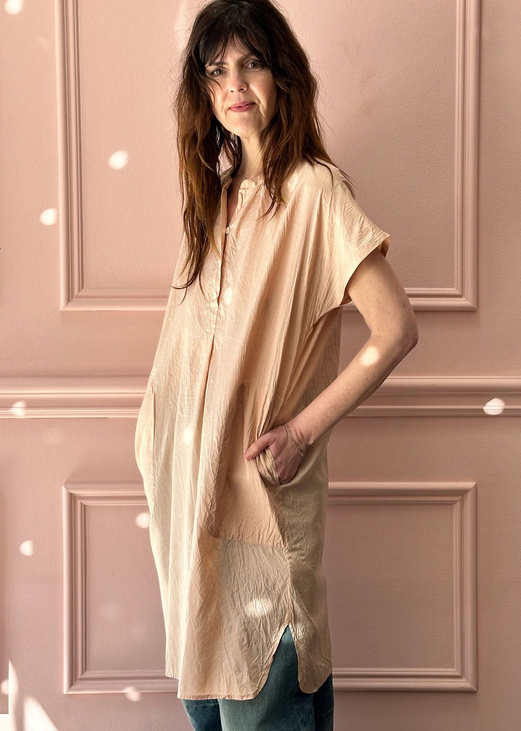 CHRISTIAN PEAU - Vintage Silk Shirt in Shell Pink