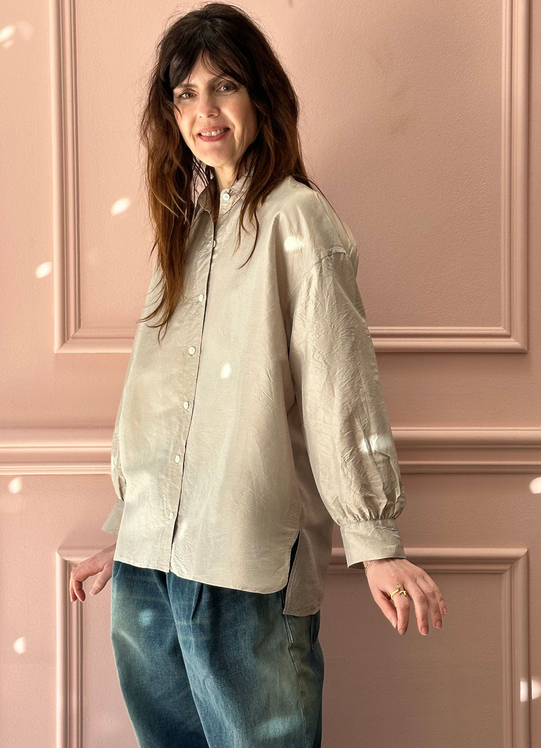 CHRISTIAN PEAU - Vintage Silk Shirt in Silver Beige