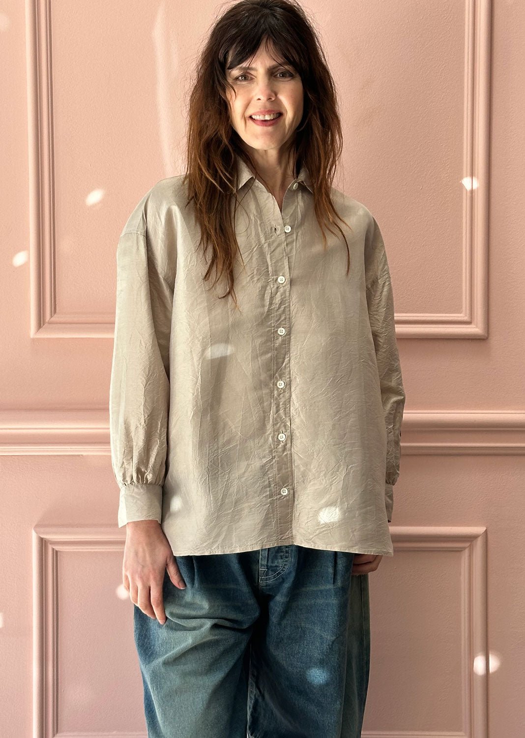 CHRISTIAN PEAU - Vintage Silk Shirt in Silver Beige