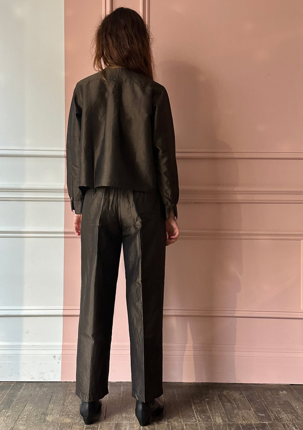 CHRISTIAN PEAU - Vintage Silk Trousers in Moss Green