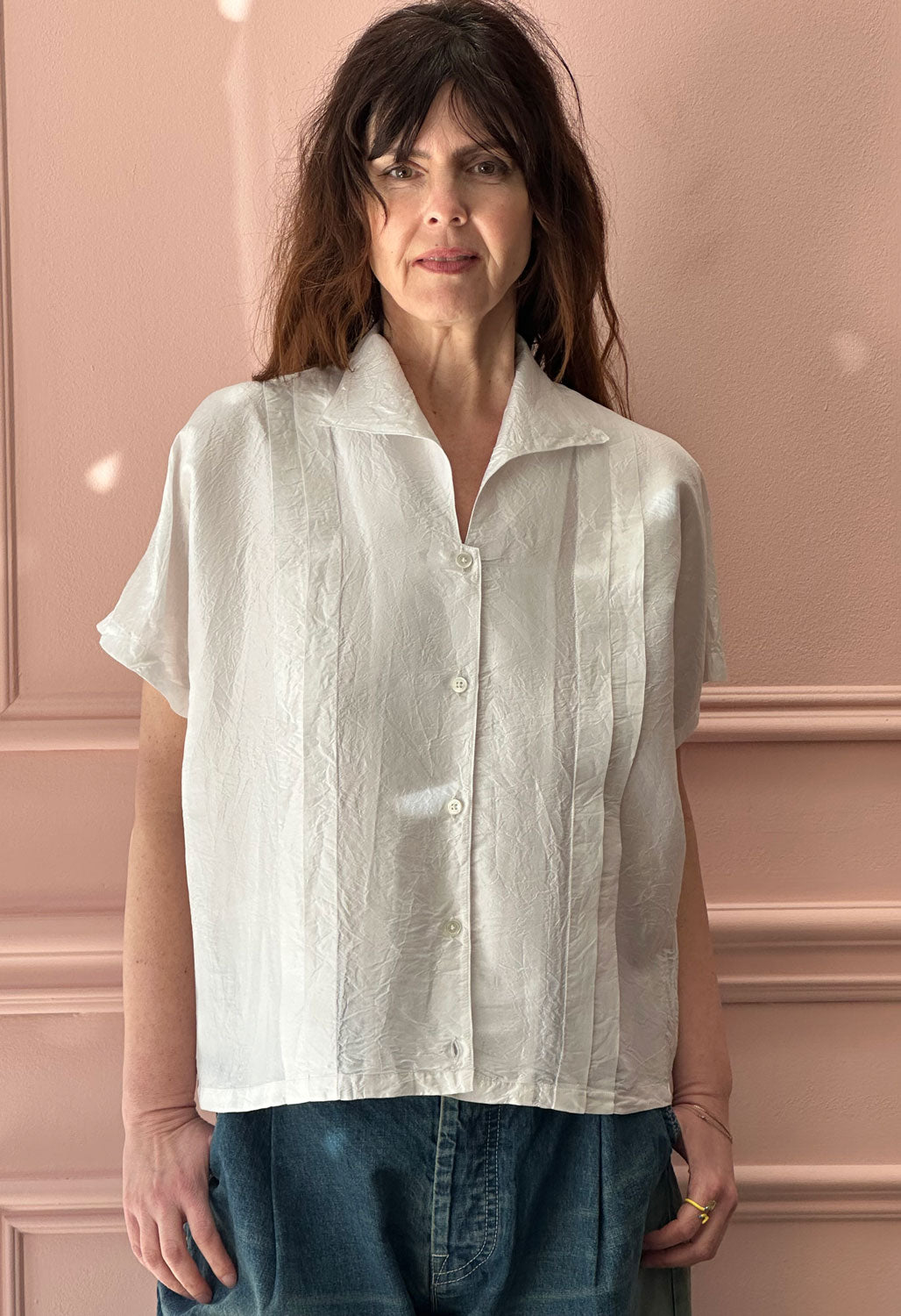 CHRISTIAN PEAU - Vintage Silk Tuxedo Shirt in White