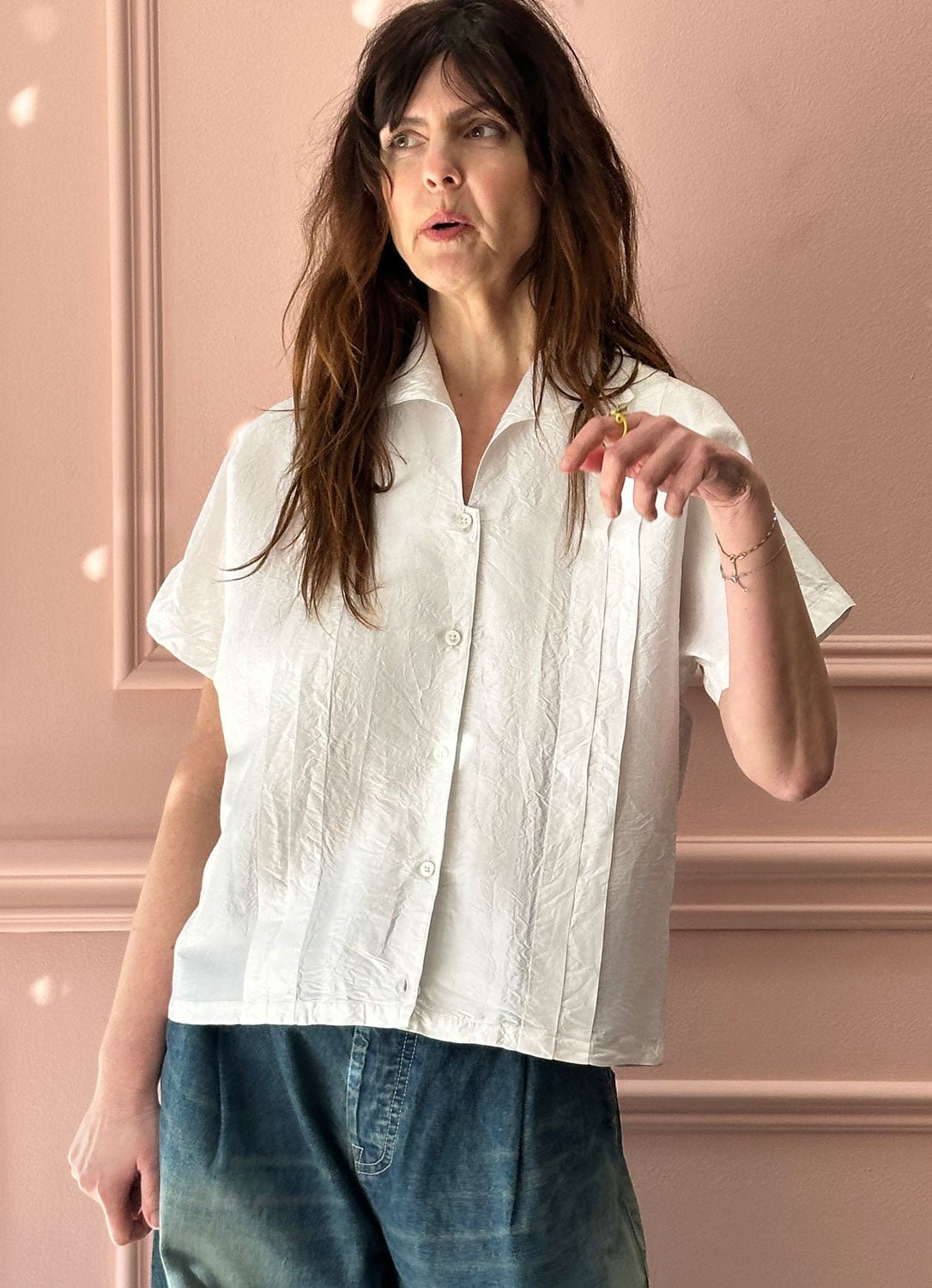 CHRISTIAN PEAU - Vintage Silk Tuxedo Shirt in White