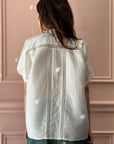 CHRISTIAN PEAU - Vintage Silk Top with Lace Detailing in White