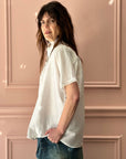 CHRISTIAN PEAU - Vintage Silk Top with Lace Detailing in White