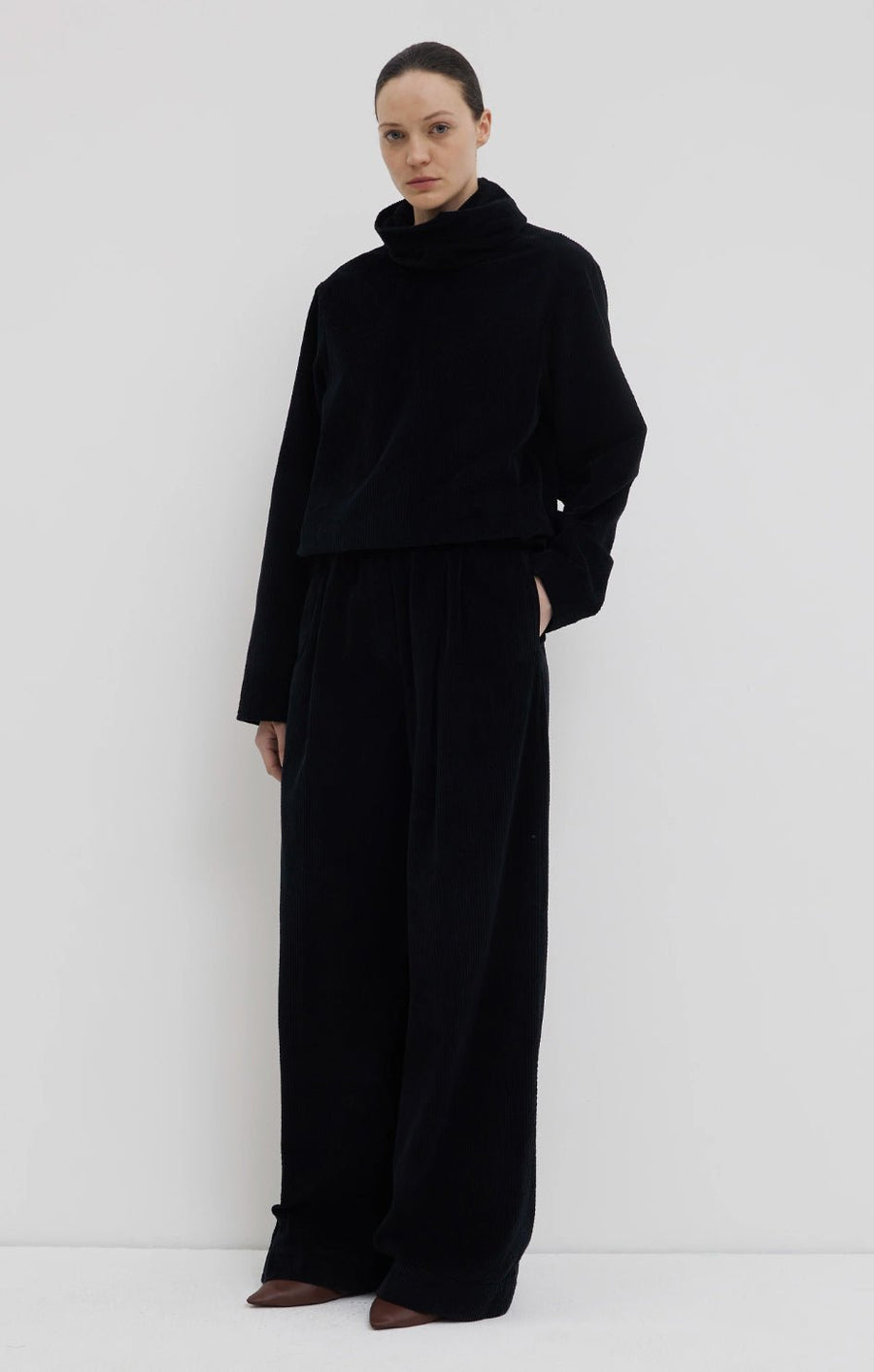 Christian Wijnants -Pisha Garment Dyed Corduroy Trousers in Black