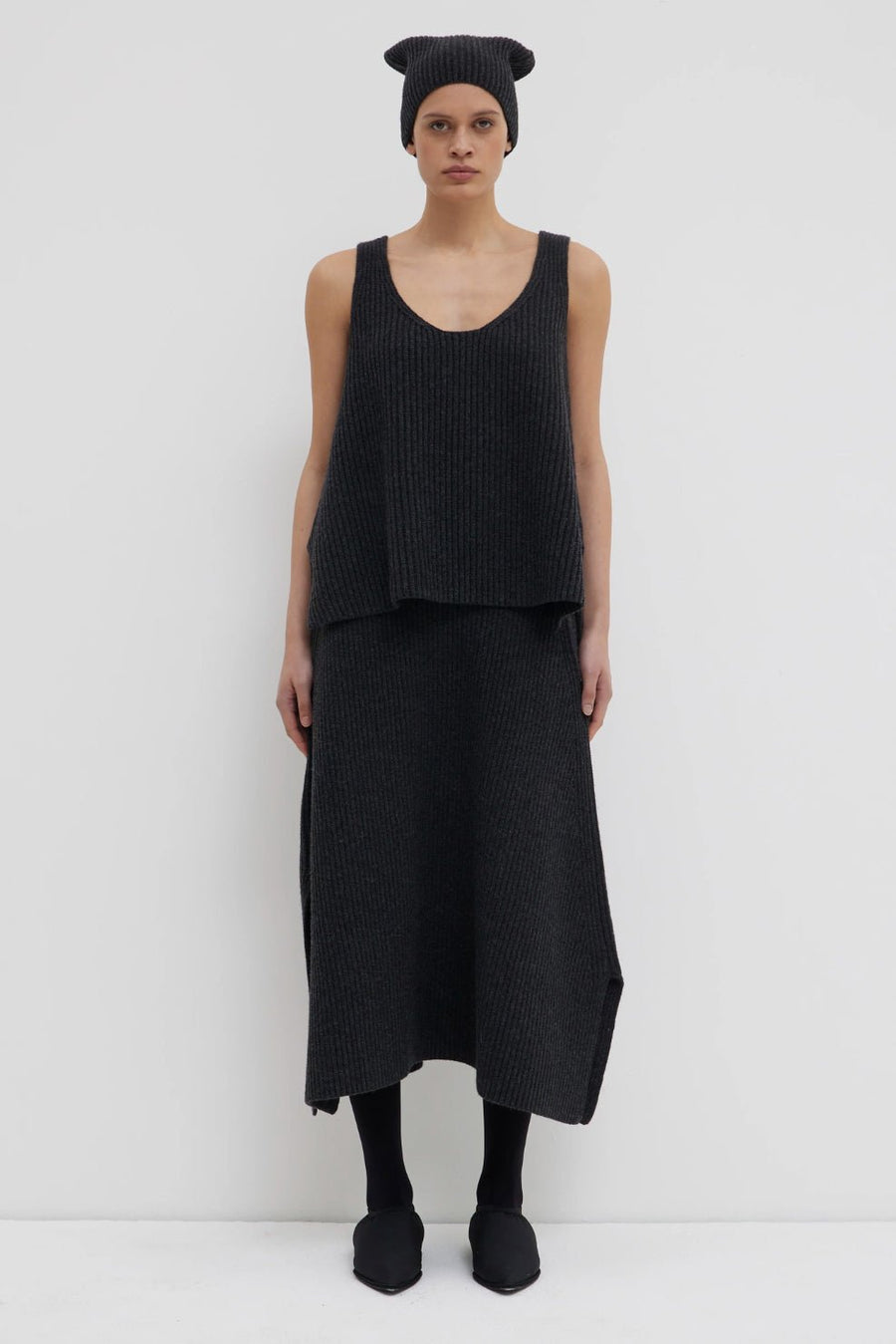 CHRISTIAN WIJNANTS Klika Knit Skirt in Anthracite Grey