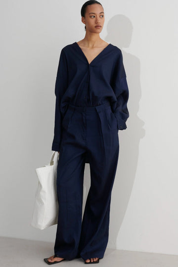 Christian Wijnants - Pamibia Pleated Pants in Midnight Blue