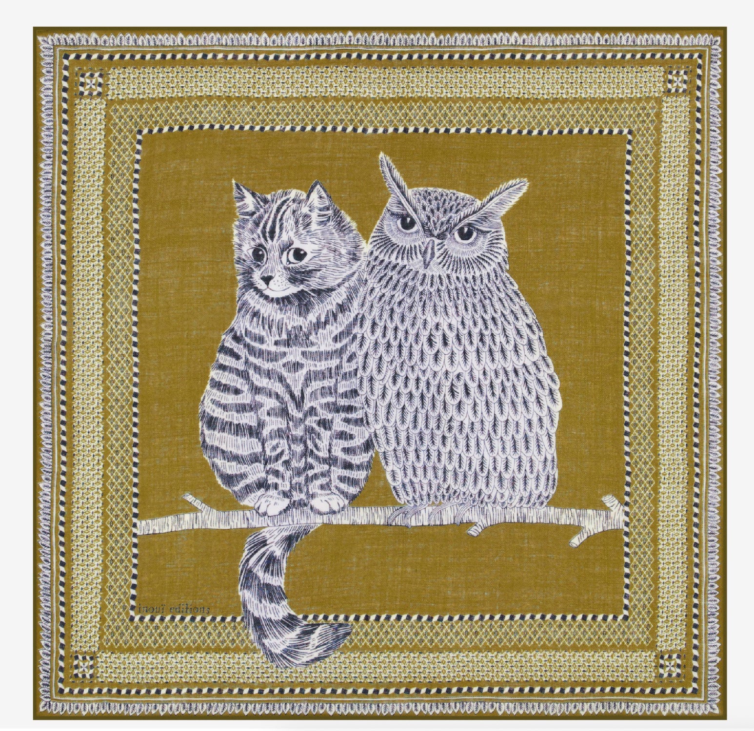 INOUI EDITIONS - CHOUETTE 70 Square Scarf in Khaki