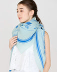 MANIPURI - Flower Cloche Skirt in Light Blue