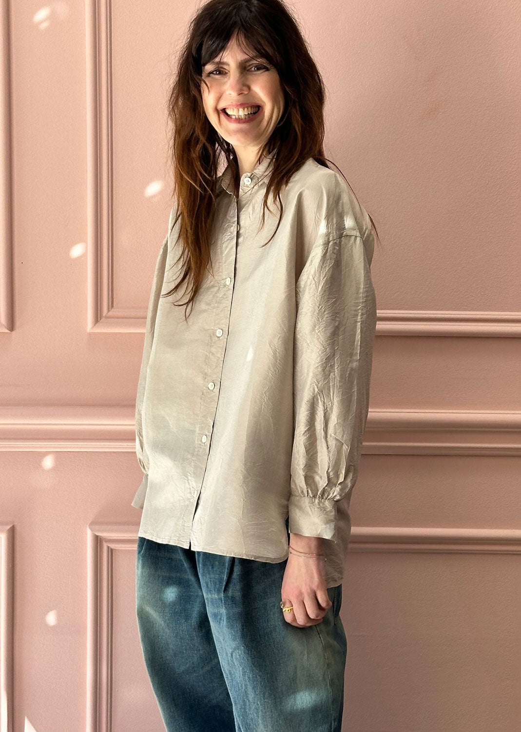 CHRISTIAN PEAU - Vintage Silk Shirt in Silver Beige