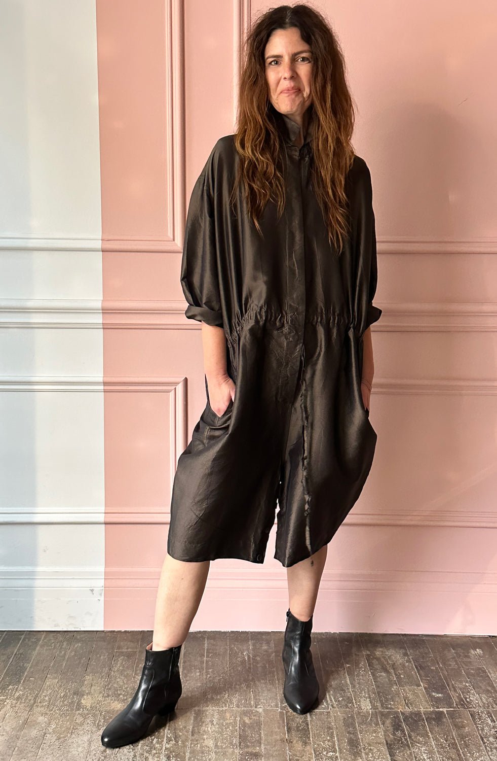 CHRISTIAN PEAU - Vintage Silk Jumpsuit in Moss Green