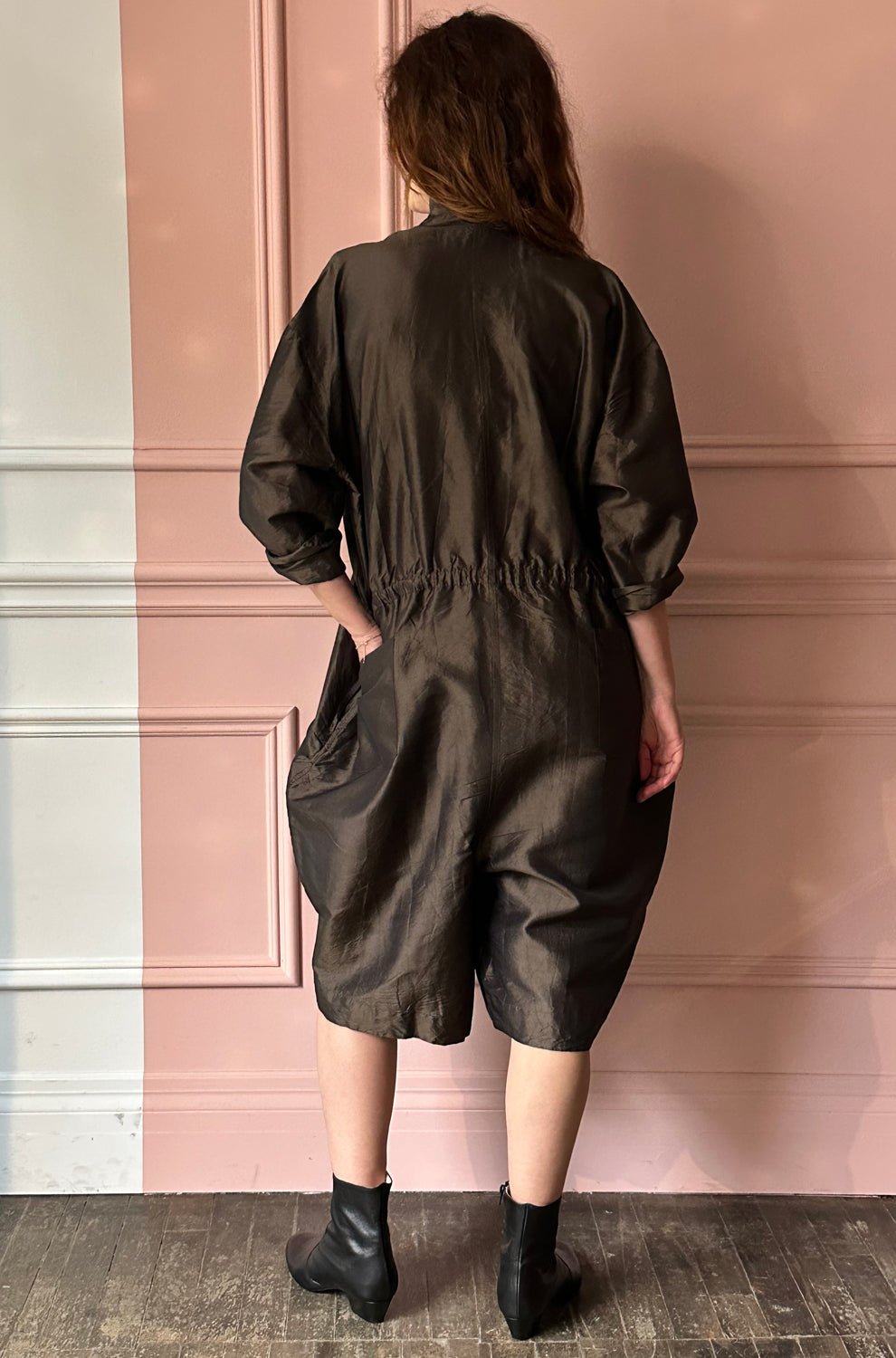 CHRISTIAN PEAU - Vintage Silk Jumpsuit in Moss Green