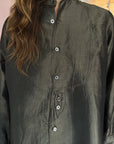 CHRISTIAN PEAU - Vintage Silk Long Tuxedo Shirt in Moss Green