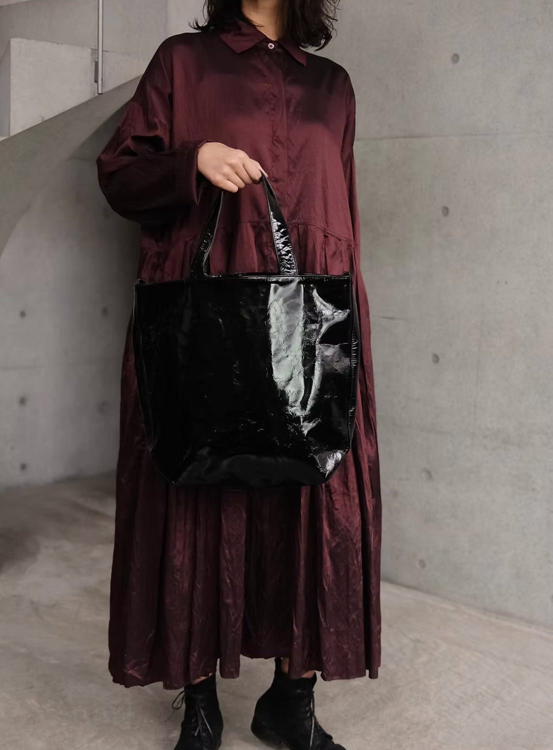 CHRISTIAN PEAU - 2-Way Tote in Shiny Black