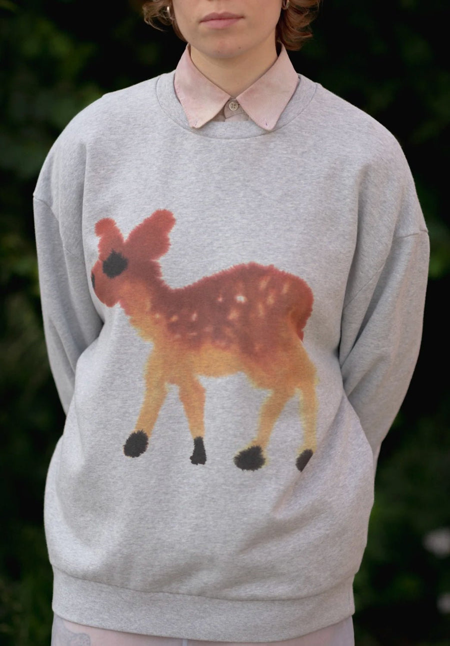 W.I.L.D. A.N.I.M.A.L.S. - Deer Sweatshirt in Grey Melange