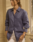 BOURRIENNE - Classic French Collar Shirt VII in Navy Linen