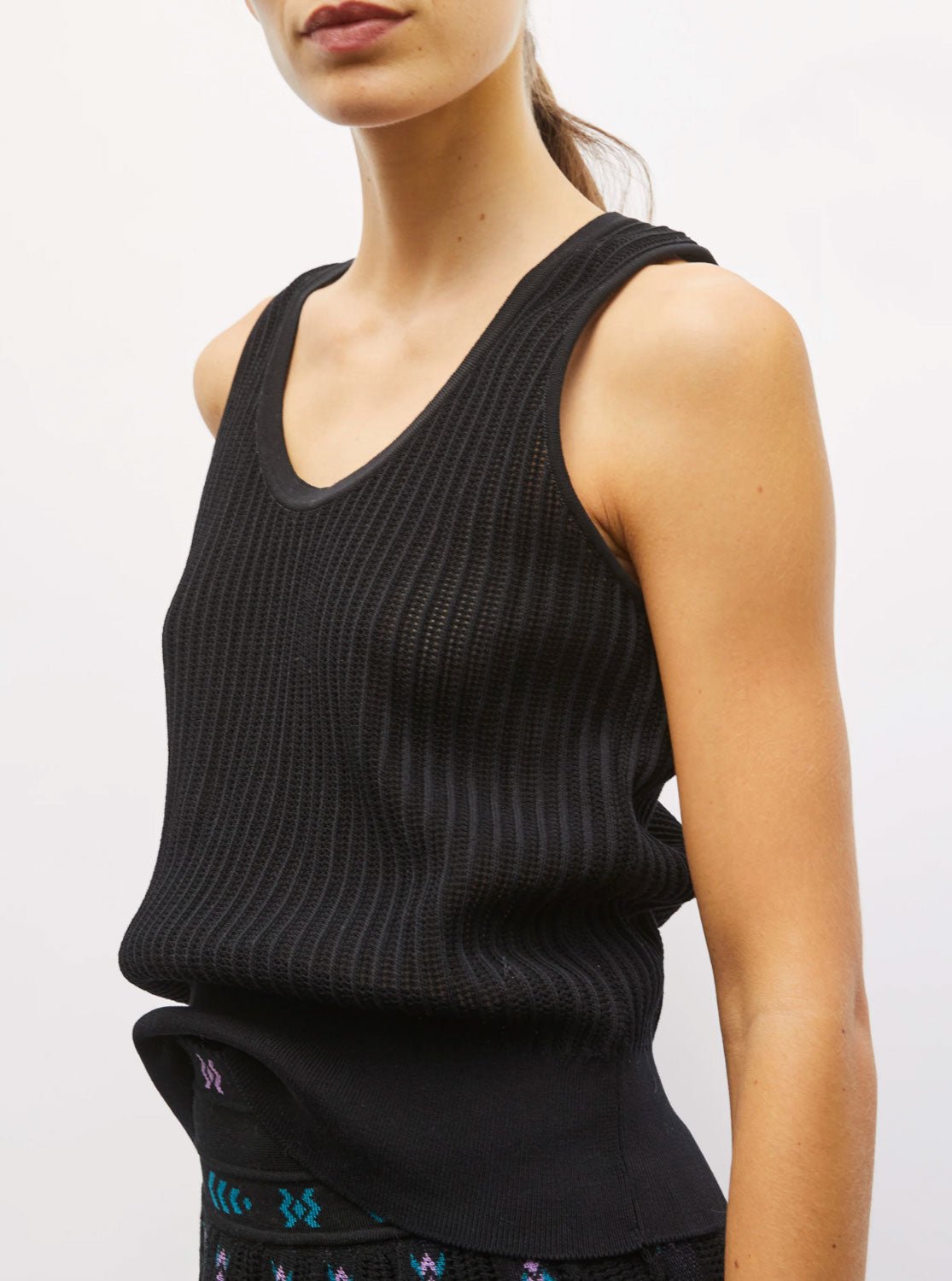 MOLLI - ETE Knitted Tank Top in Deep Black