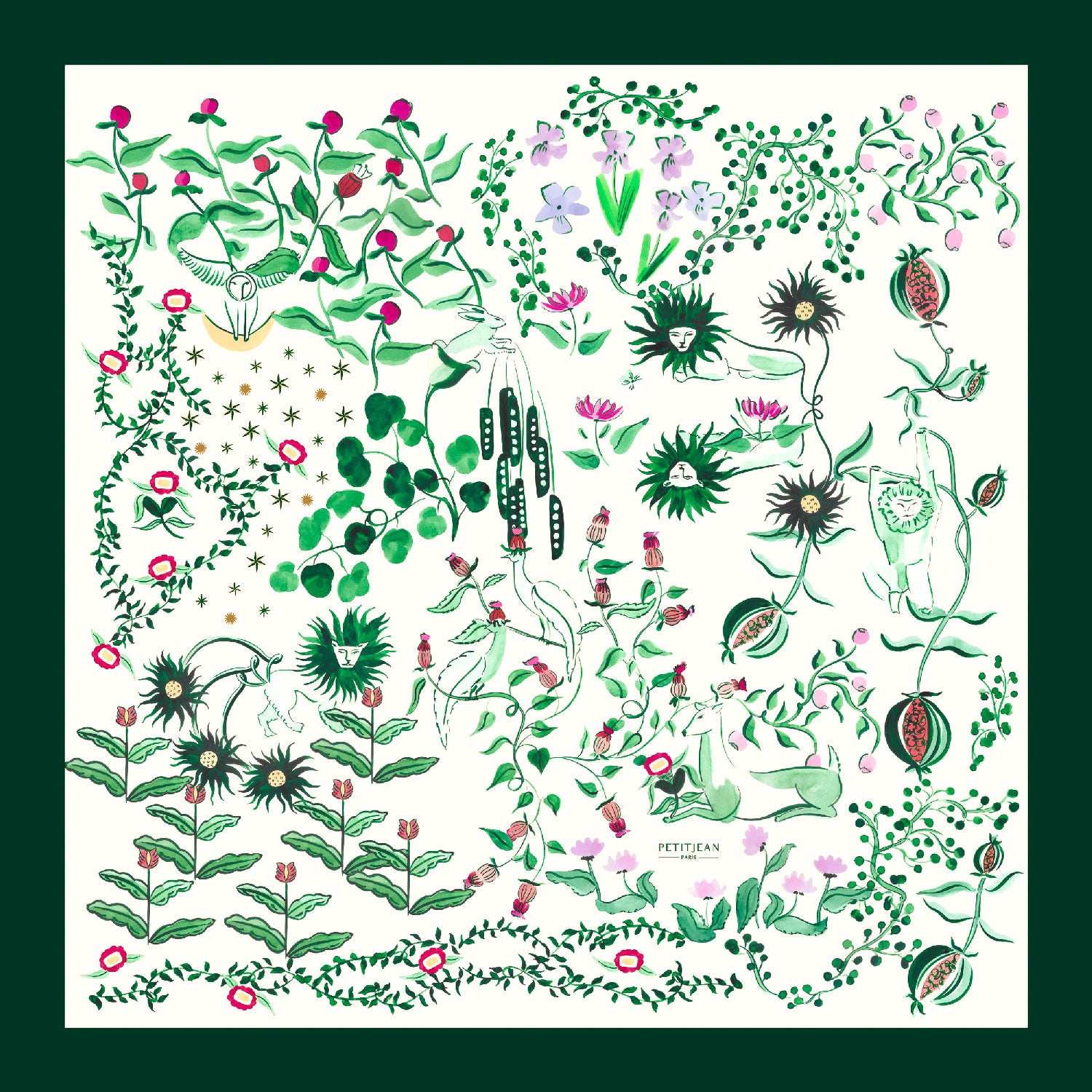 PETITJEAN - SILK FANTASTIQUE SCARF in GREEN