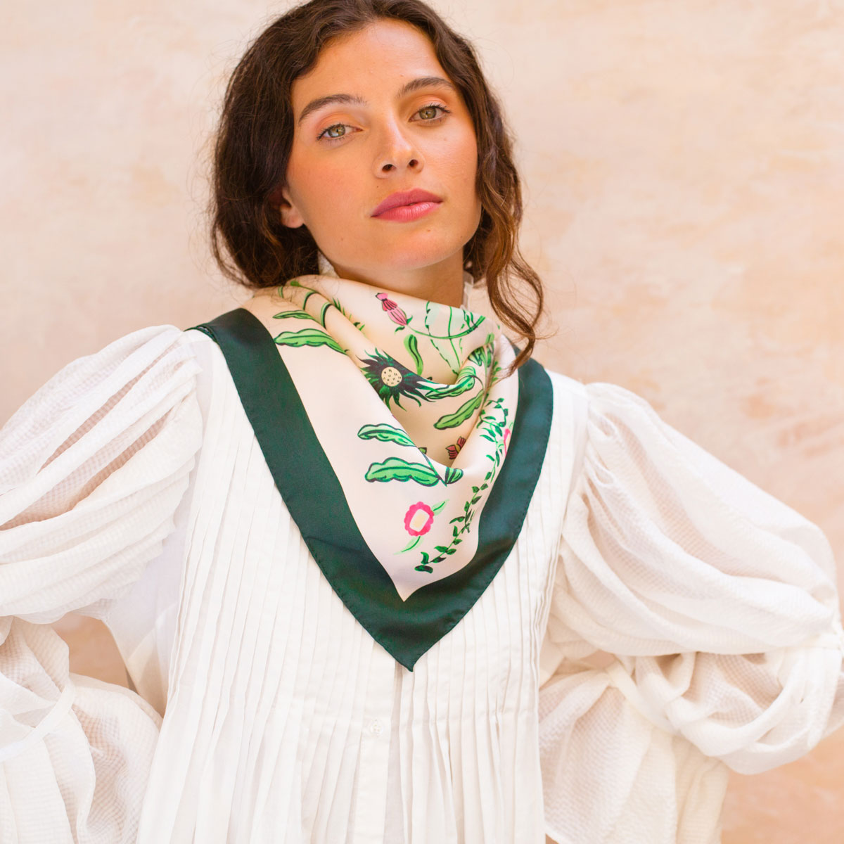 PETITJEAN - SILK FANTASTIQUE SCARF in GREEN