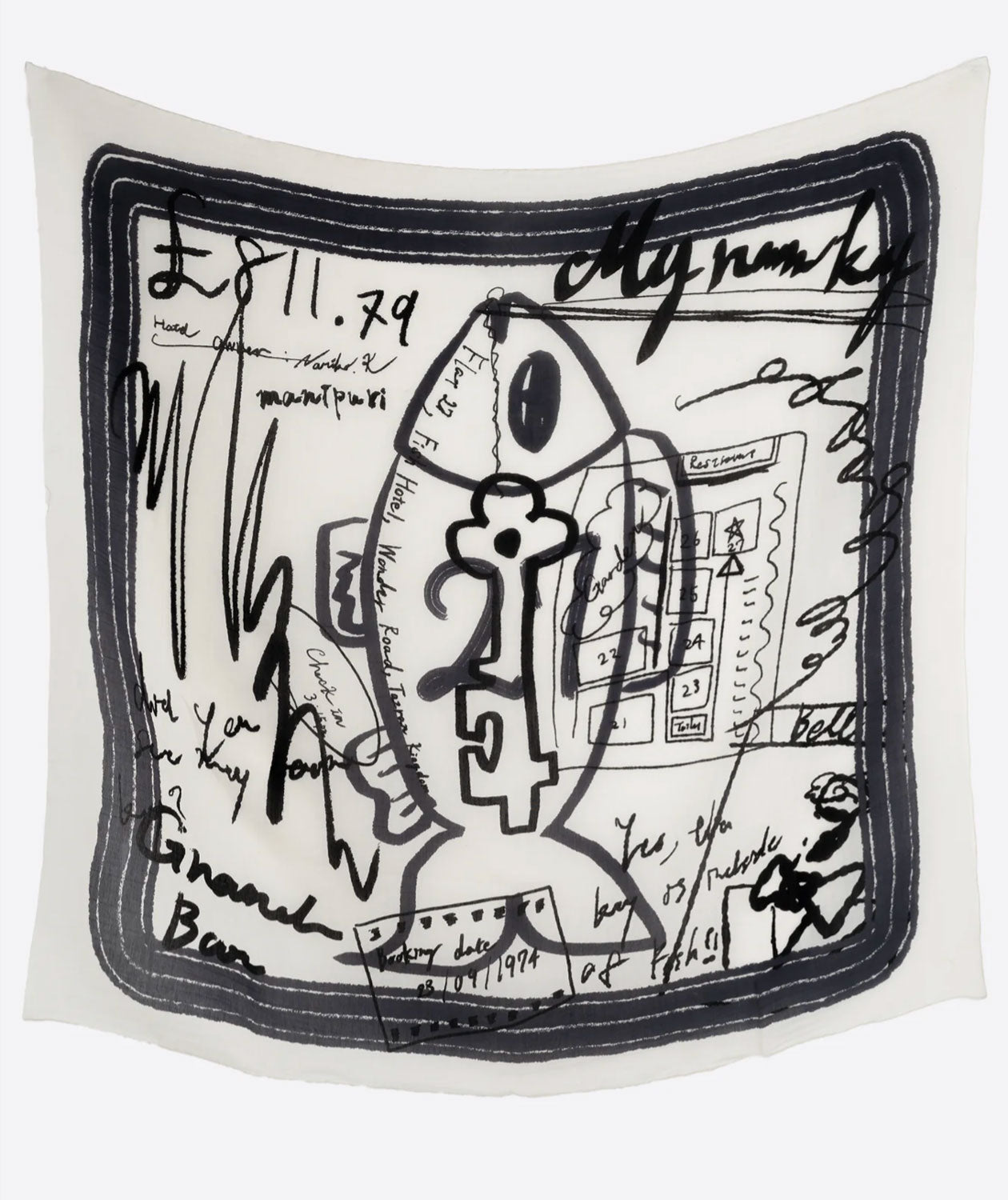 MANIPURI - Inversion Fish Scarf in Off White