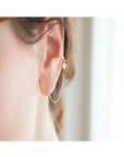 FLORENTIS - Asymmetric Pearl Cuff Threader Earrings in 10k Gold