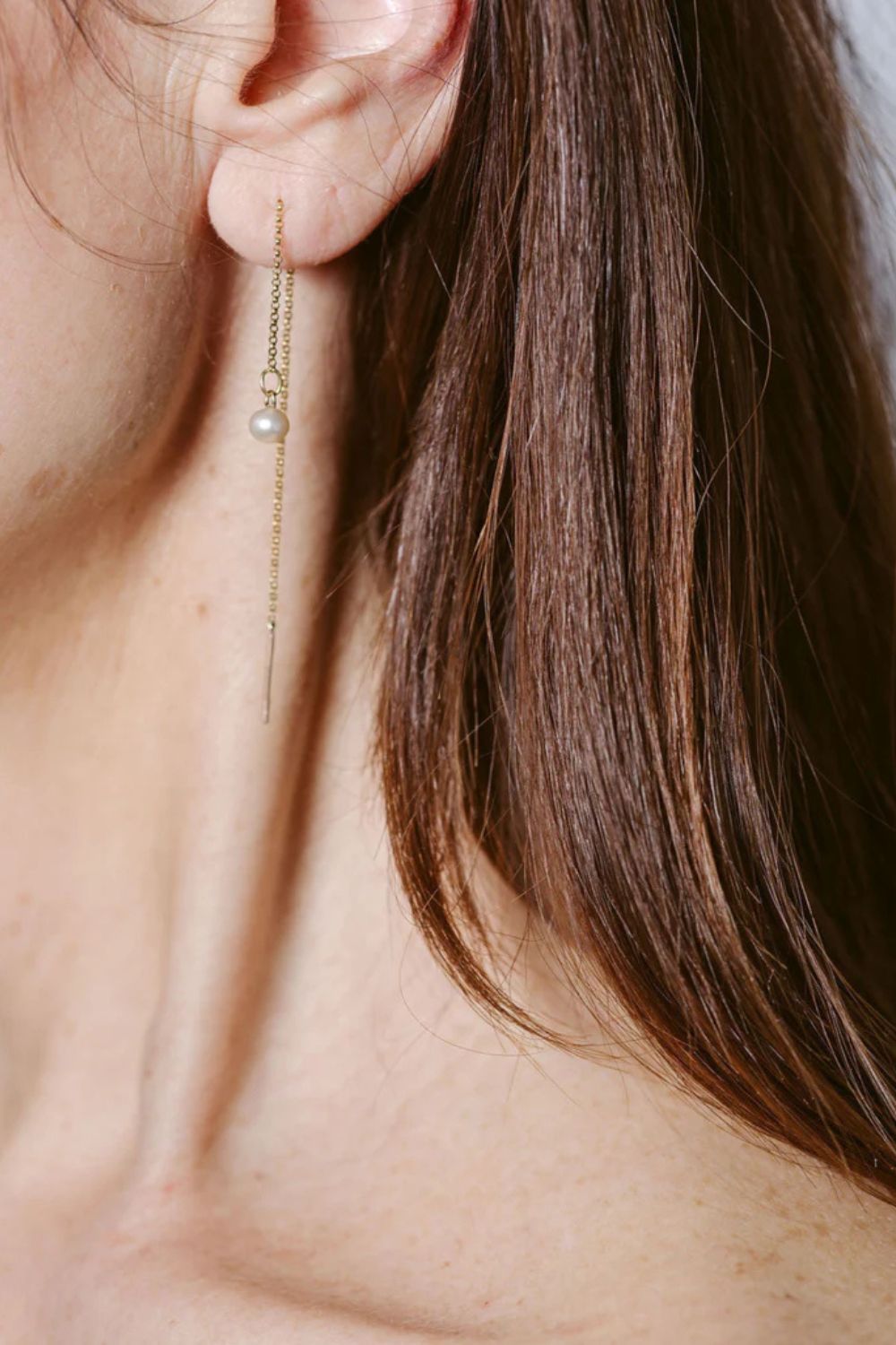 FLORENTIS - Asymmetric Pearl Cuff Threader Earrings in 10k Gold