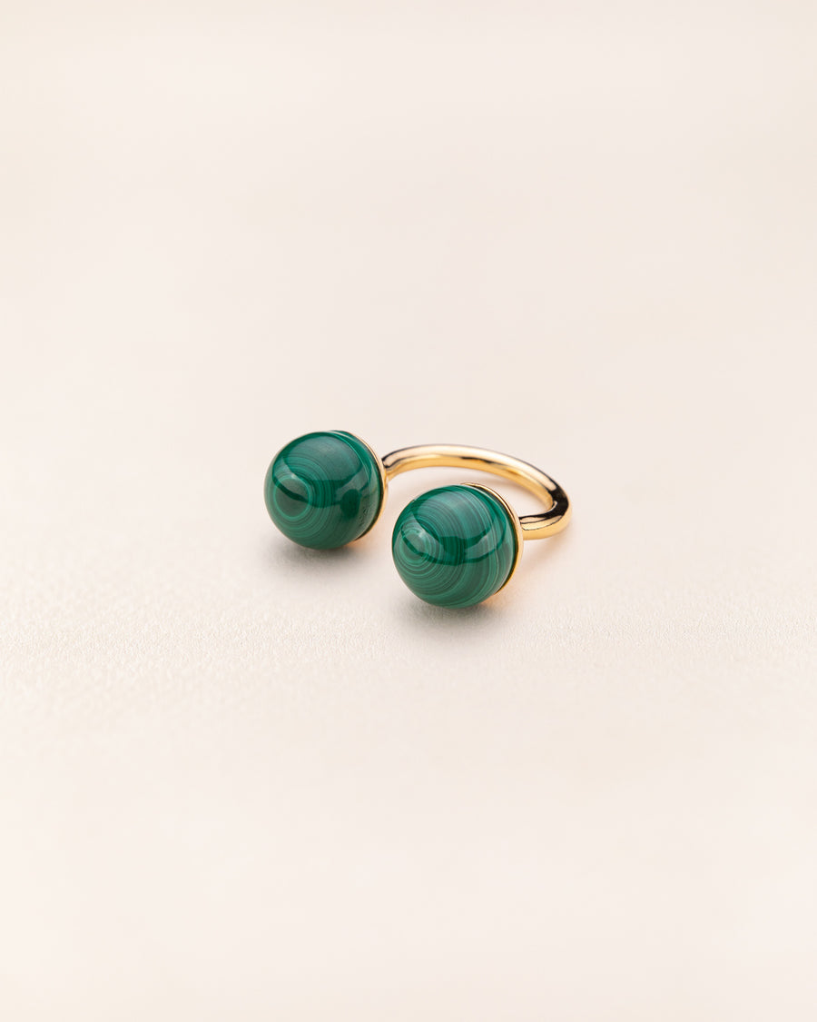 Wouters & Hendrix - Gold open ring with green malachite
