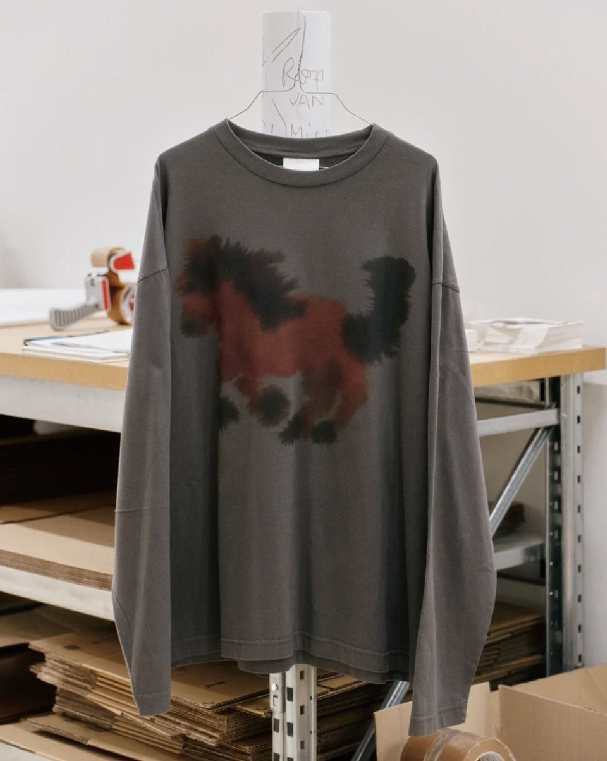 W.I.L.D. A.N.I.M.A.L.S. - Horse Long Sleeved T-shirt in Charcoal