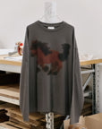 W.I.L.D. A.N.I.M.A.L.S. - Horse Long Sleeved T-shirt in Charcoal