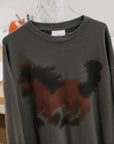 W.I.L.D. A.N.I.M.A.L.S. - Horse Long Sleeved T-shirt in Charcoal