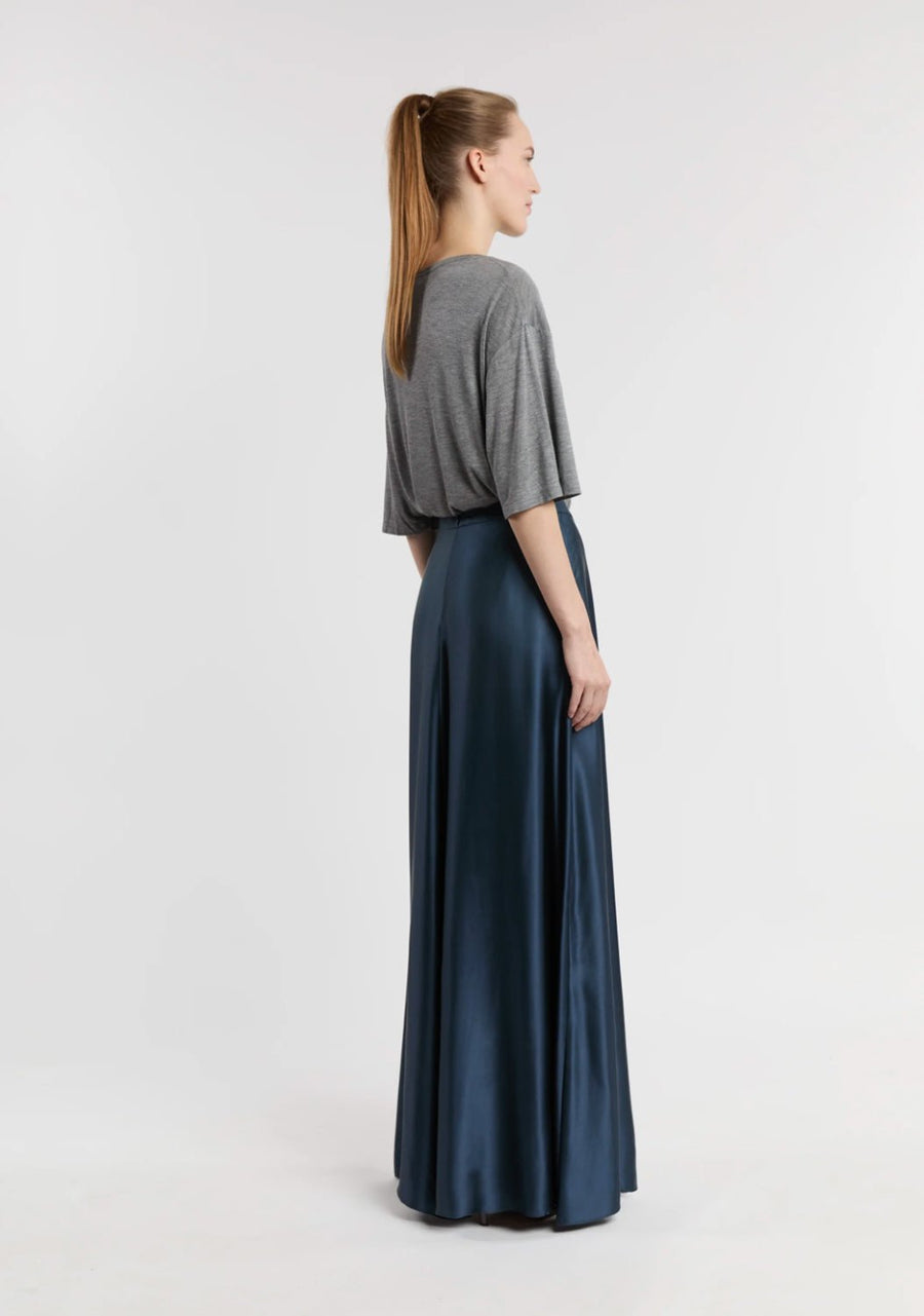 INDRESS - Honeysuckle Long Skirt in Slate Blue