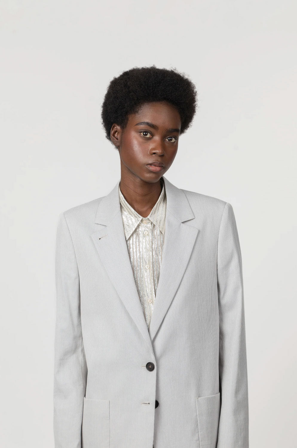 INDRESS - Coventry Jacket in Grey and Beige Stripe