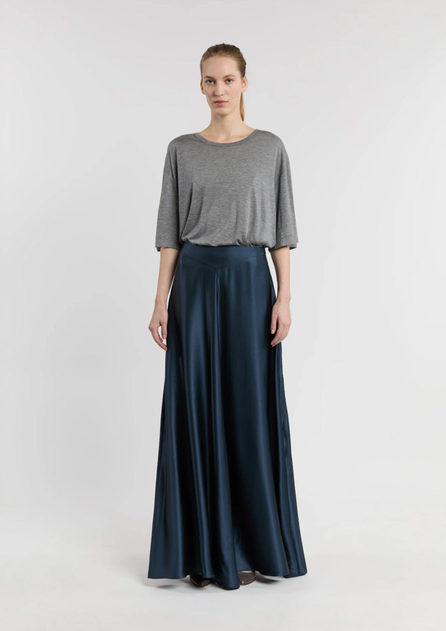 INDRESS - Honeysuckle Long Skirt in Slate Blue